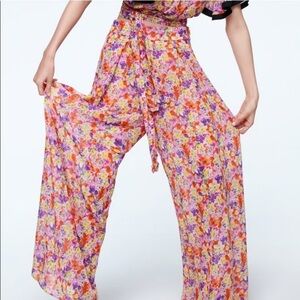 Zara Vibrant Floral Wide Leg Jumpsuit